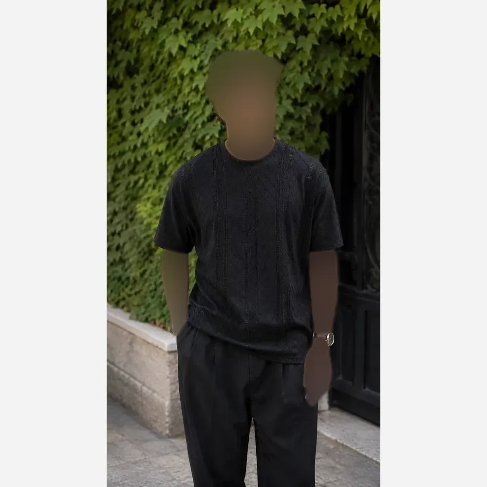 تیشرت تک مراکشی مردانه رنگ مشکی سایز XL و 2XL