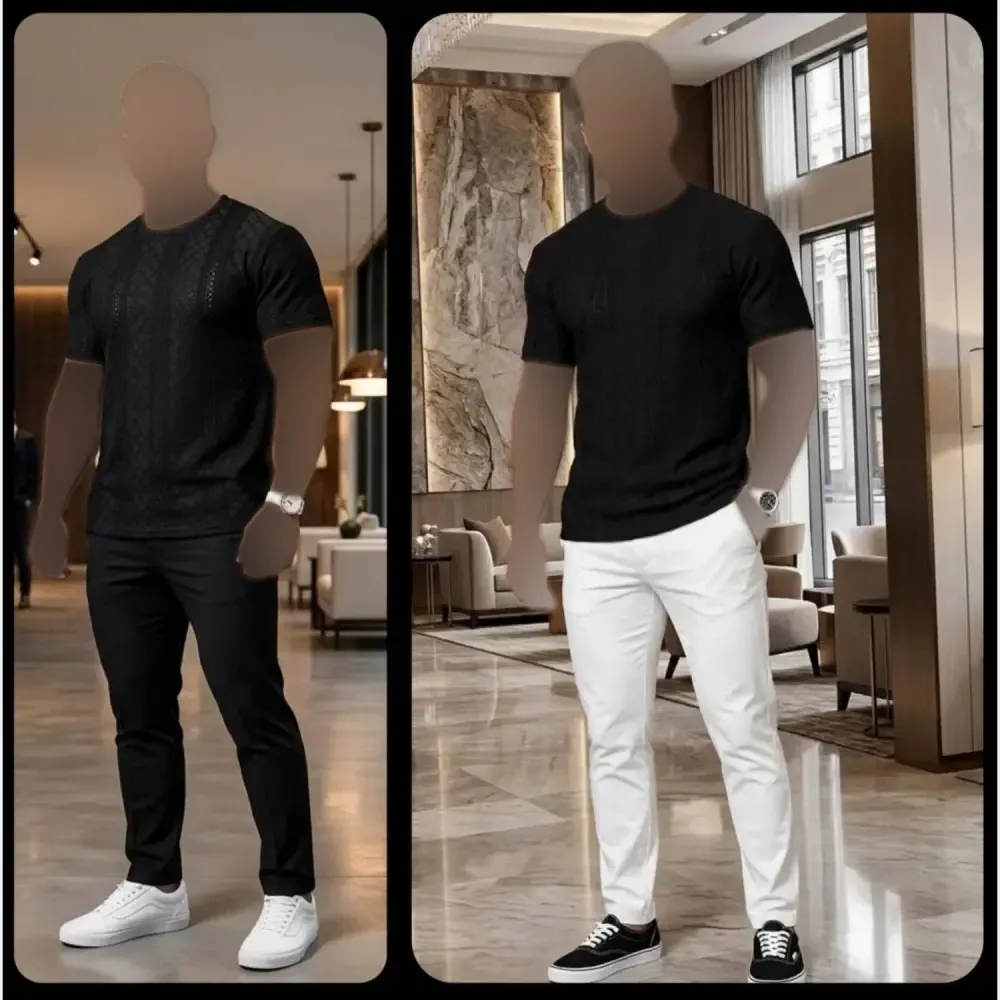 تیشرت تک مراکشی مردانه رنگ مشکی سایز XL و 2XL