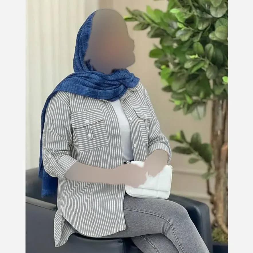 شومیز جیب صلیبی تترون نخ راه راه فری سایز