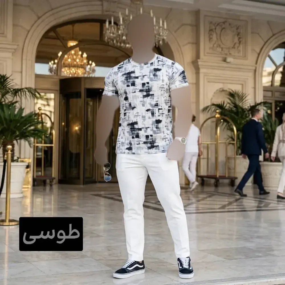 تیشرت بیسکوییتی چاپی سایز بزرگ مردانه نرم و کشسان