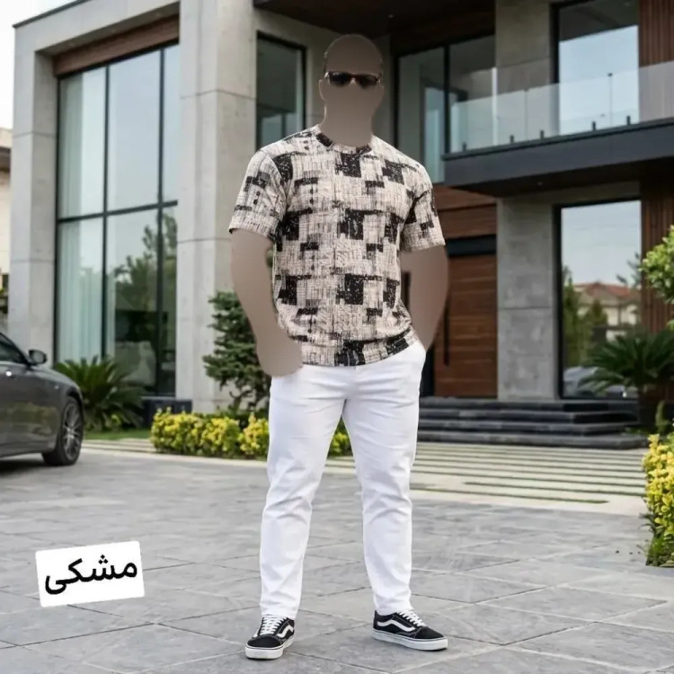 تیشرت بیسکوییتی چاپی سایز بزرگ مردانه نرم و کشسان