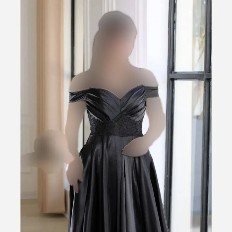 لباس مجلسی مدل سلین ساتن آمریکایی و دانتل سبز و مشکی سایز 36 تا 48