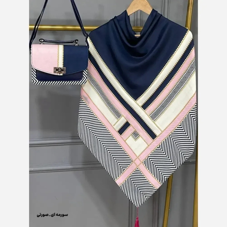 ست کیف و روسری ورساچه تیبا مخمل و چرم صنعتی نخی منگوله دار