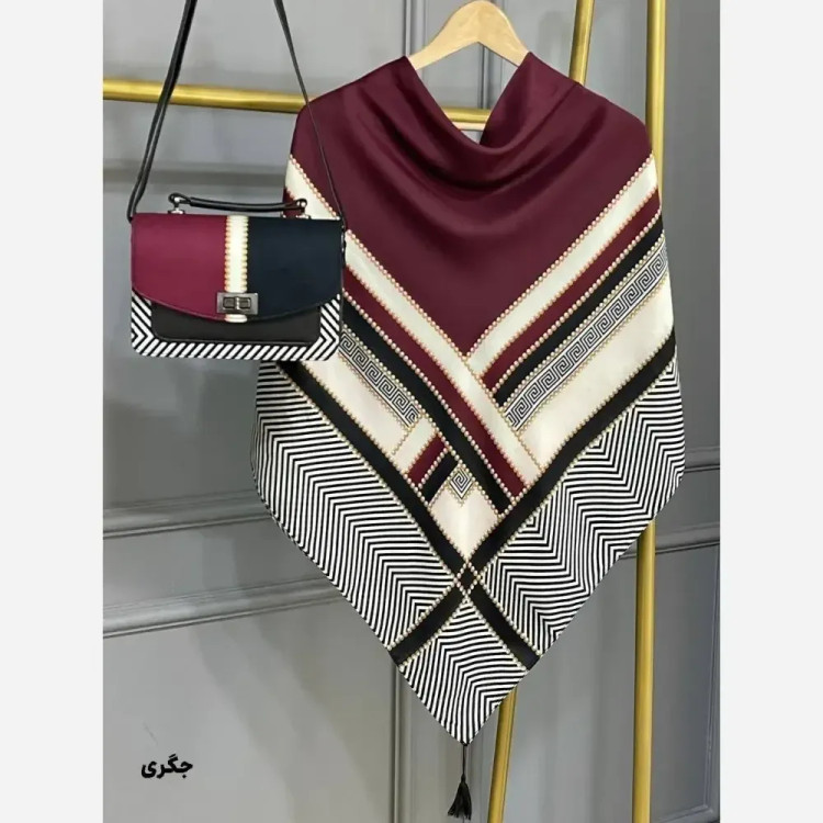 ست کیف و روسری ورساچه تیبا مخمل و چرم صنعتی نخی منگوله دار