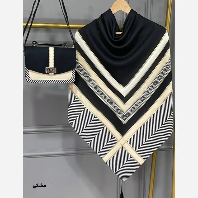 ست کیف و روسری ورساچه تیبا مخمل و چرم صنعتی نخی منگوله دار