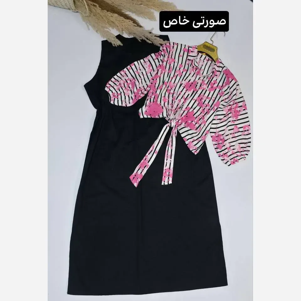 ست شومیز و سارافون نخی و شانتون مدل نازیلا فری سایز