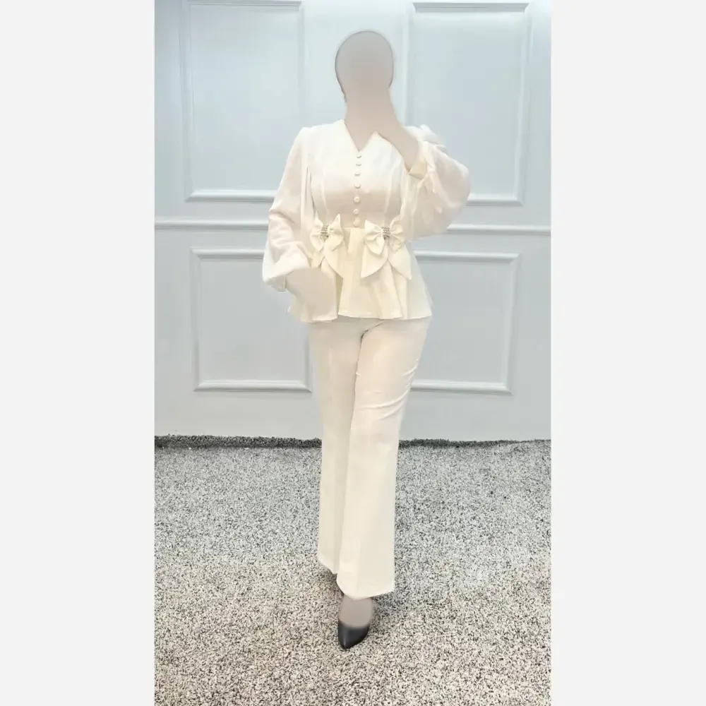 شومیز شلوار زنانه مازراتی و حریر رنگ مشکی و سفید