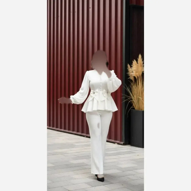 شومیز شلوار زنانه مازراتی و حریر رنگ مشکی و سفید