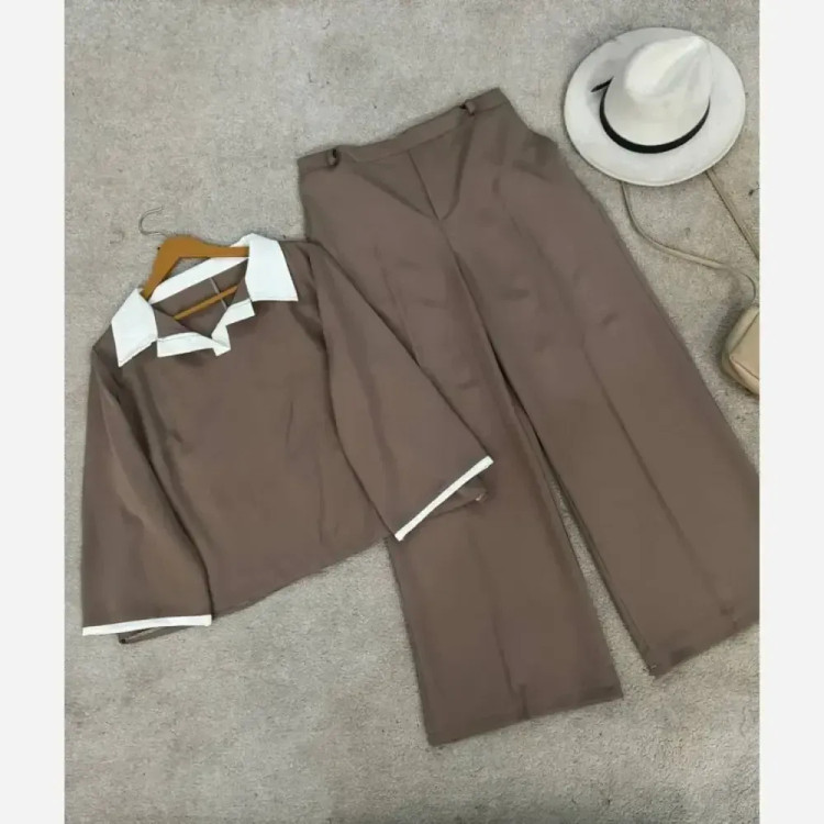 ست پلوشرت و شلوار زنانه جنس مازراتی فری سایز تا 48