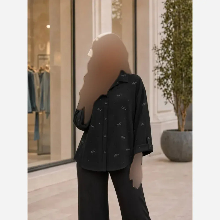 شومیز نگینی صحرا جنس سوپر کراش درجه یک فری سایز