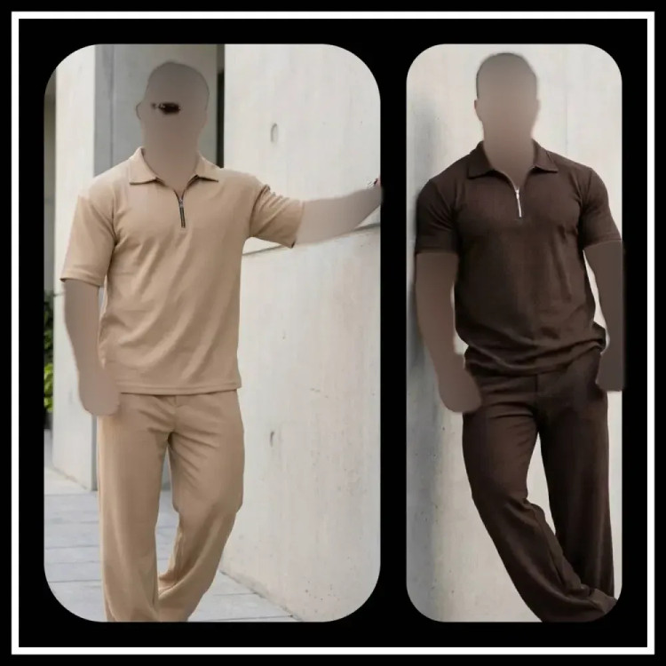 ست مراکشی مردانه نیم زیپ فیتیله ای کبریتی فری سایز باکسی