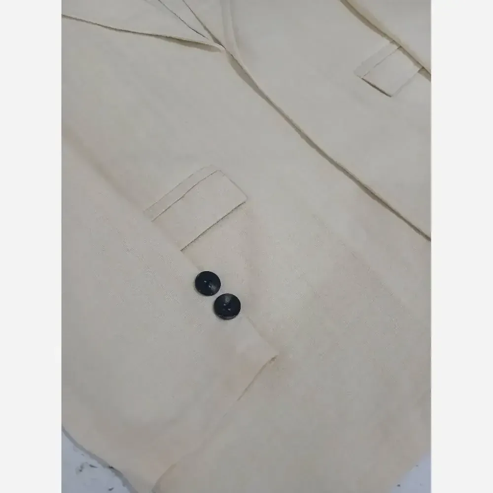 ست کت و شلوار زنانه جنس بابوس رنگ مشکی کرم استخونی سایز 38 تا 46