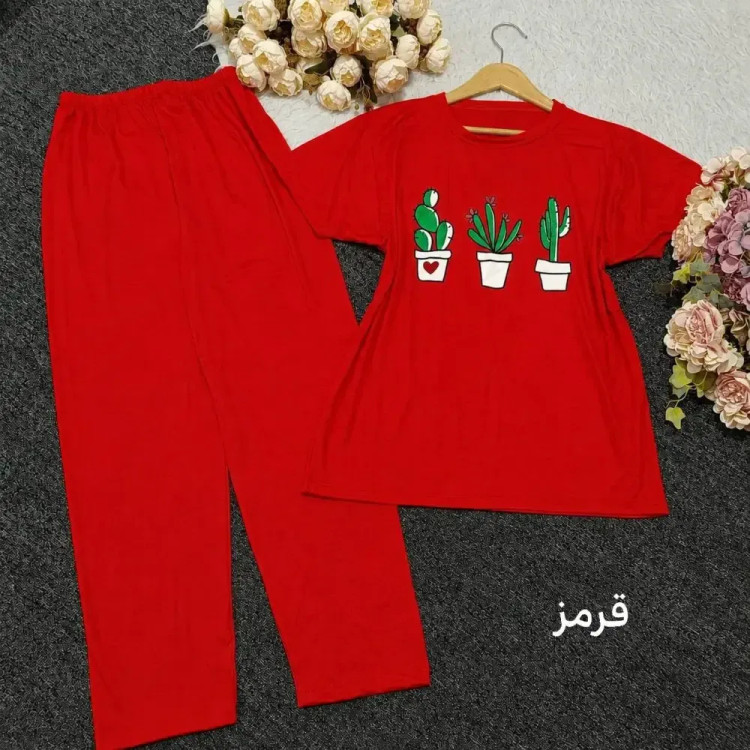 ست تیشرت شلوار کاکتوس جنس اسپان لاکرا فری سایز