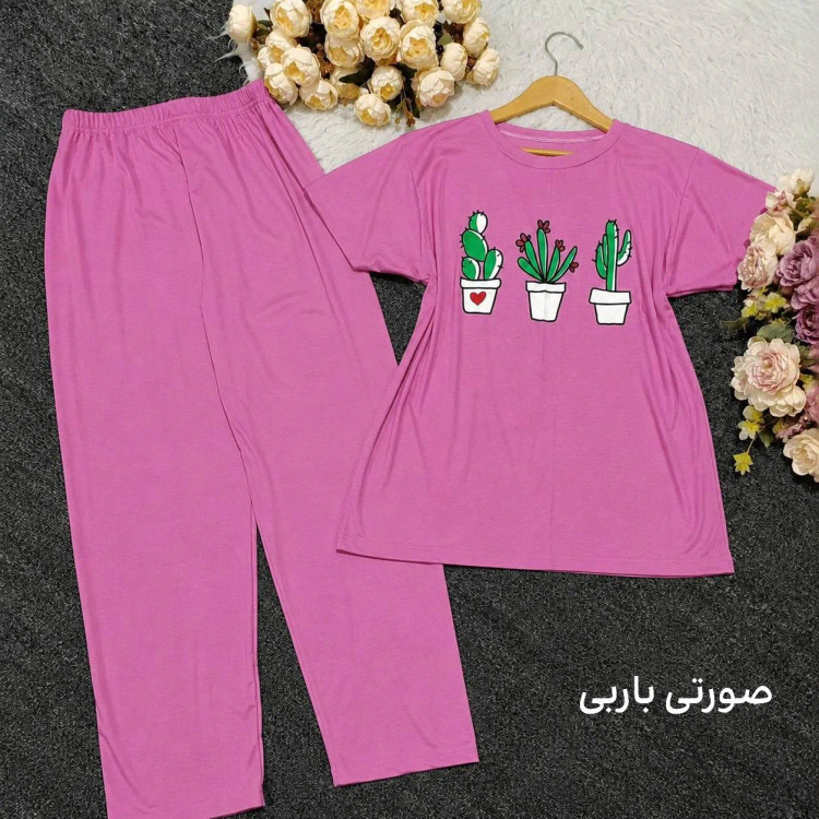 ست تیشرت شلوار کاکتوس جنس اسپان لاکرا فری سایز