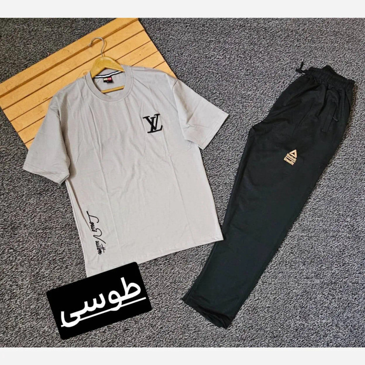 ست تیشرت و شلوار مردانه مدل حافظ جنس پنبه و اسپان نخ گلدوزی شده