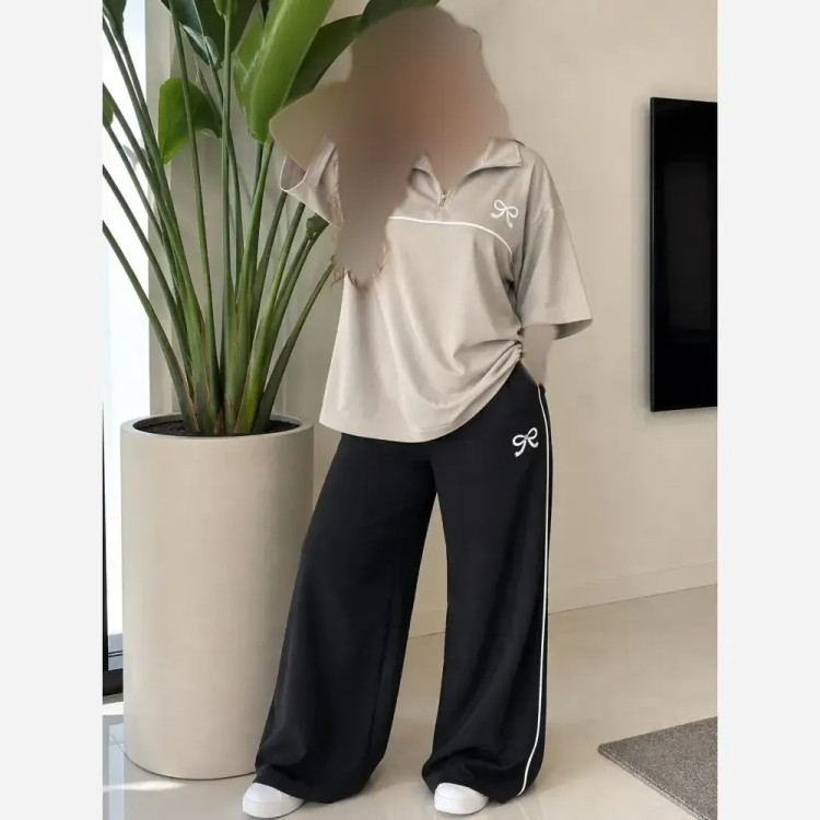 ست تیشرت و شلوار بگ زنانه گلکسی پنبه اعلاء فریسایز تا 48