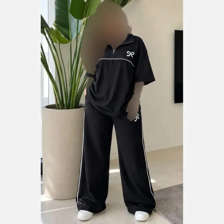 ست تیشرت و شلوار بگ زنانه گلکسی پنبه اعلاء فریسایز تا 48