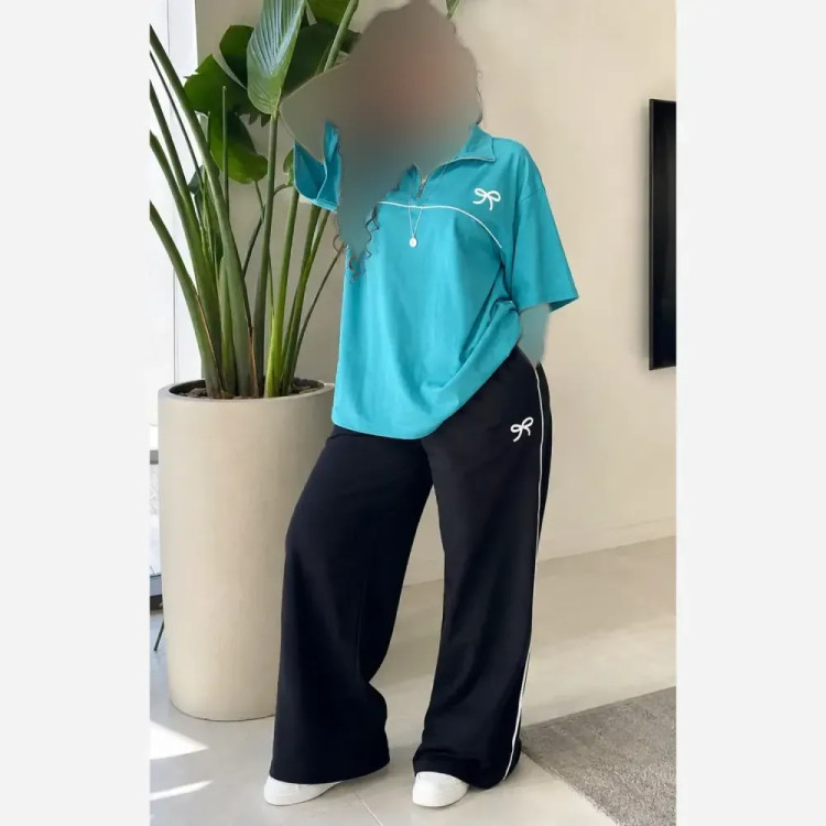 ست تیشرت و شلوار بگ زنانه گلکسی پنبه اعلاء فریسایز تا 48