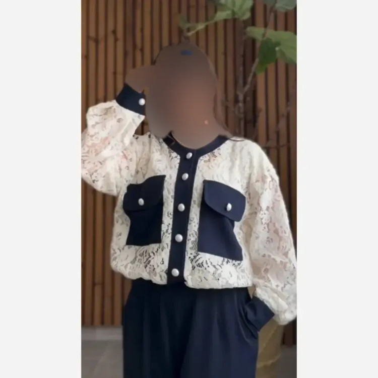ست شومیز و شلوار زنانه سوپرمازراتی و گیپور وارداتی سایز 38 تا 46
