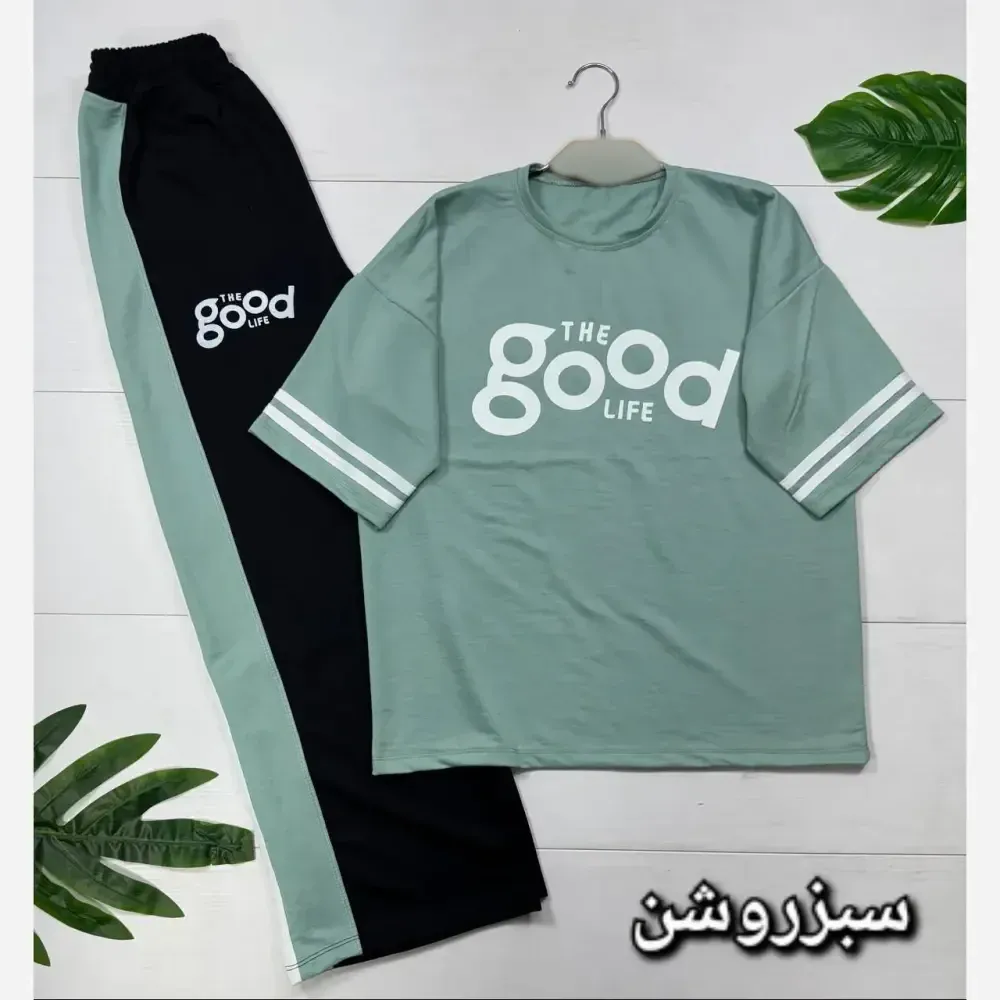 ست تیشرت و شلوار پنبه گلکسی زنانه فری سایز