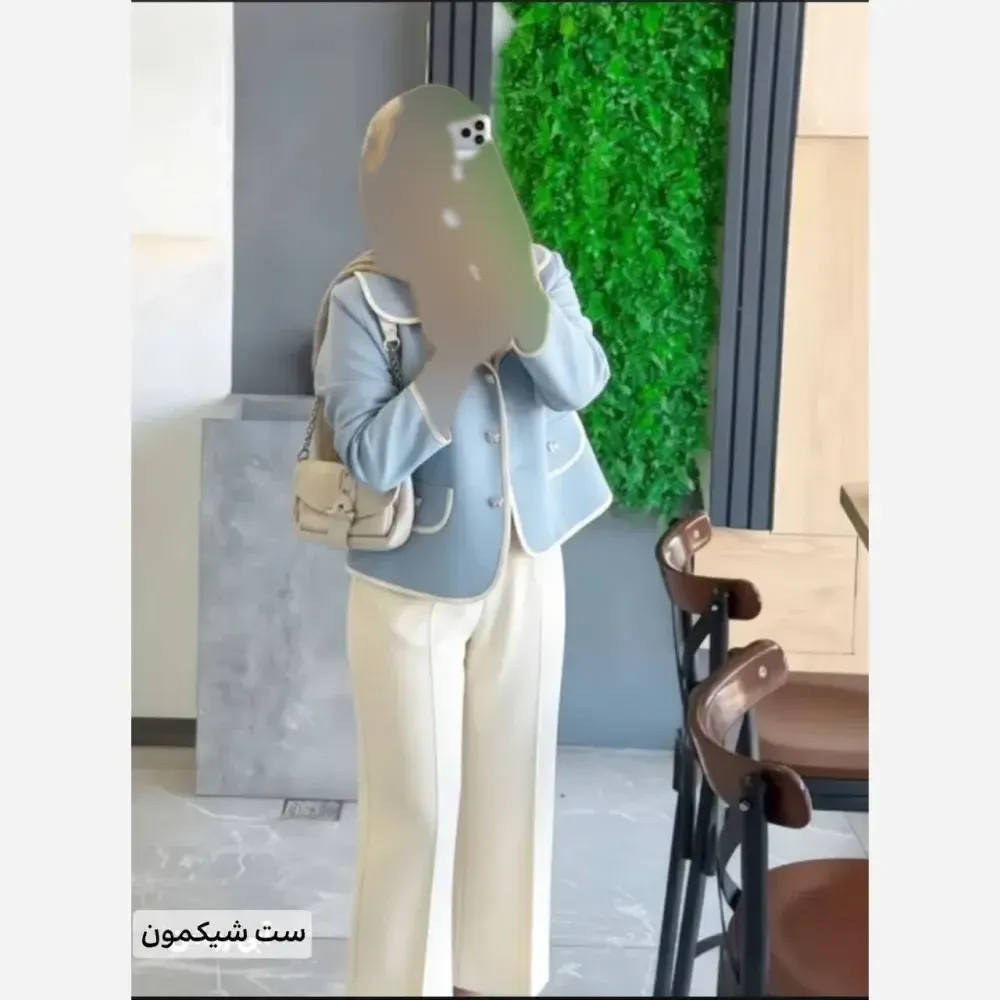ست کت و شلوار زنانه جنس سوپرمازراتی اعلا مدل ادایی پاپیون رنگبندی متنوع سایز 38 تا 46