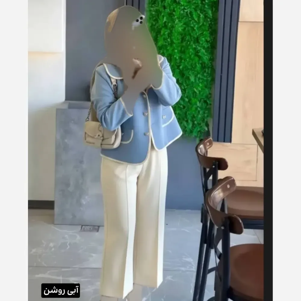 ست کت و شلوار زنانه جنس سوپرمازراتی اعلا مدل ادایی پاپیون رنگبندی متنوع سایز 38 تا 46