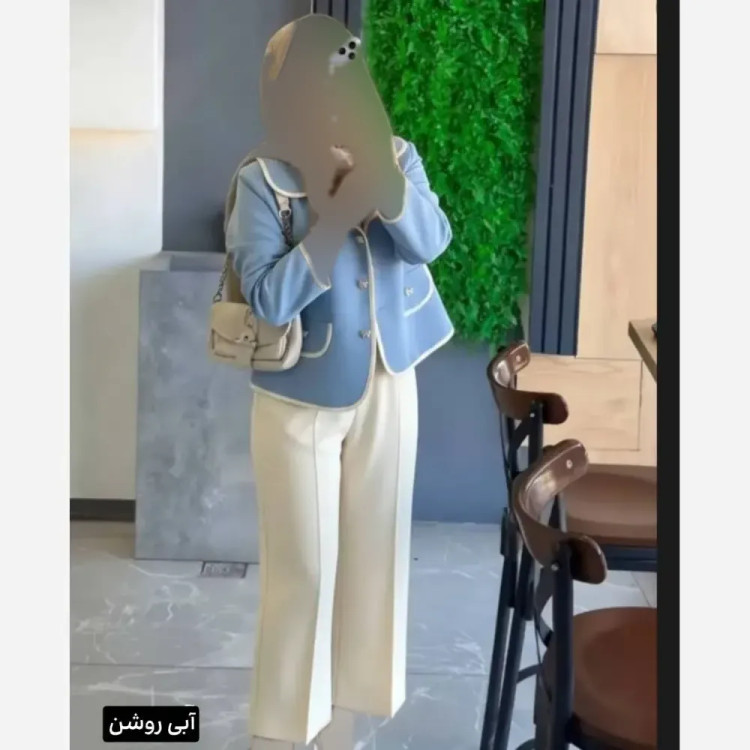 ست کت و شلوار زنانه جنس سوپرمازراتی اعلا مدل ادایی پاپیون رنگبندی متنوع سایز 38 تا 46
