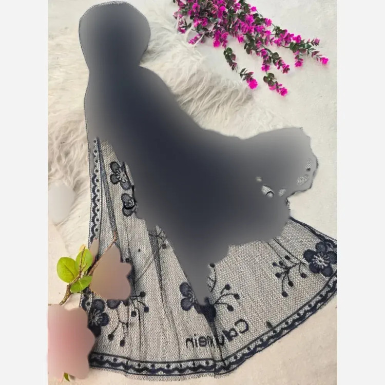 شال تور دانتل طرحدار حاشیه دار سایز 180 در 70 زنانه