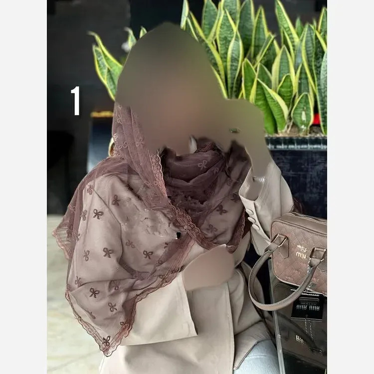 شال تور دانتل طرحدار حاشیه دار سایز 180 در 70 زنانه