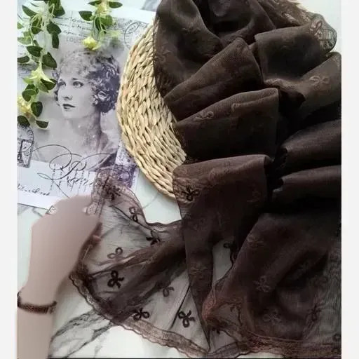 شال تور دانتل طرحدار حاشیه دار سایز 180 در 70 زنانه