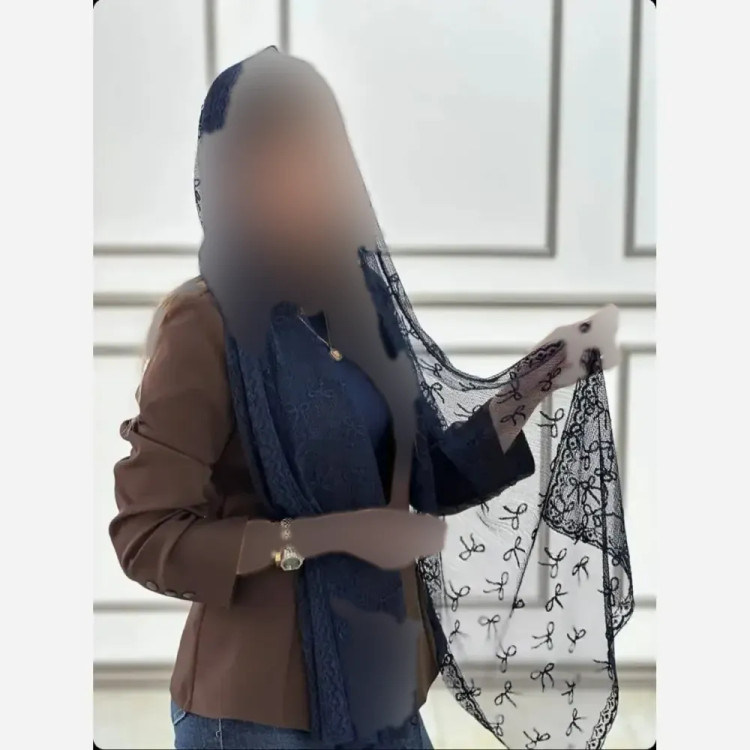 شال تور دانتل طرحدار حاشیه دار سایز 180 در 70 زنانه