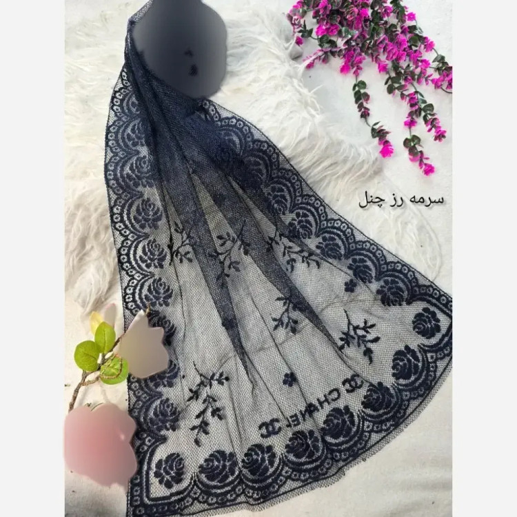 شال تور دانتل طرحدار حاشیه دار سایز 180 در 70 زنانه