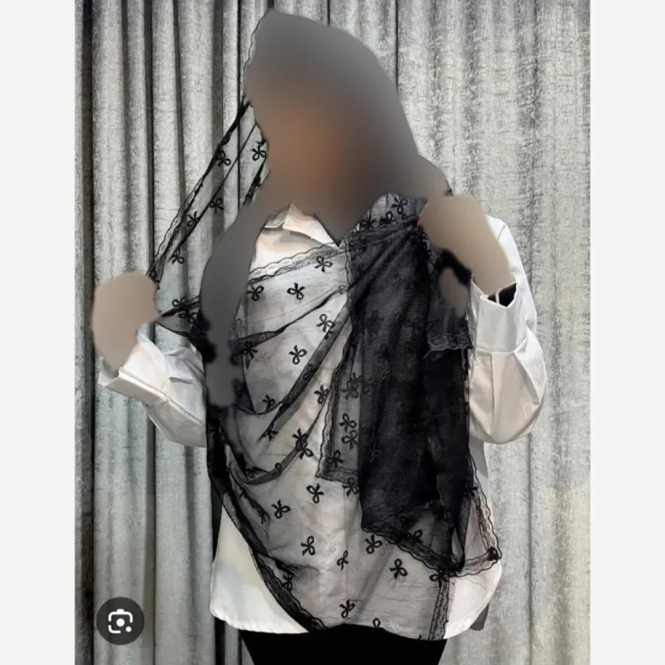 شال تور دانتل طرحدار حاشیه دار سایز 180 در 70 زنانه