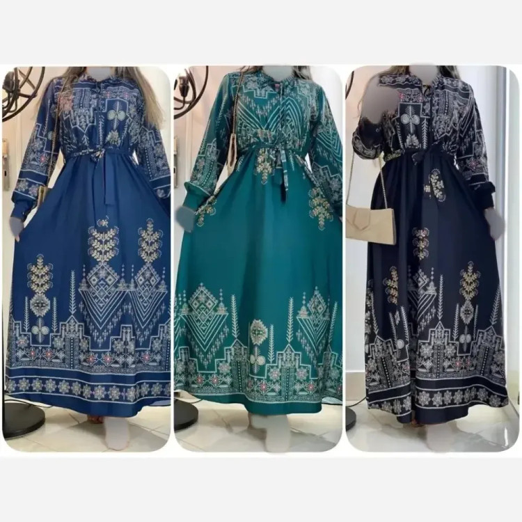 ساحلی بلند بوگاتی طرح کتیبه گلدار رنگ زرشکی فری سایز
