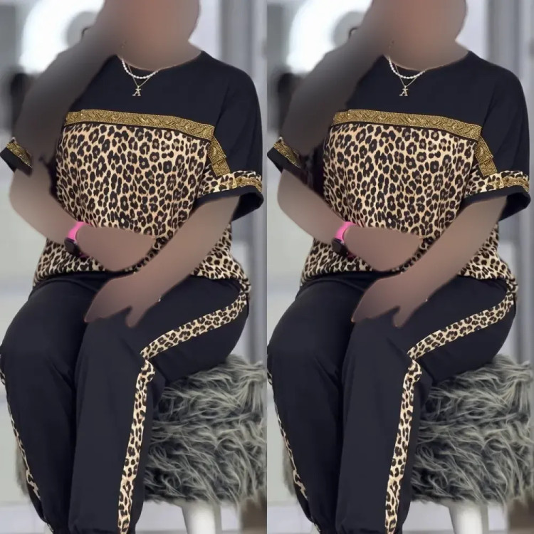ست تیشرت و شلوار ویسکوز الیزه کش فری سایز
