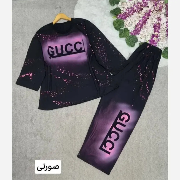 ست ابرنگی قواره دار سوپر پنبه درجه یک نسکافه سفید صورتی سایز بزرگ