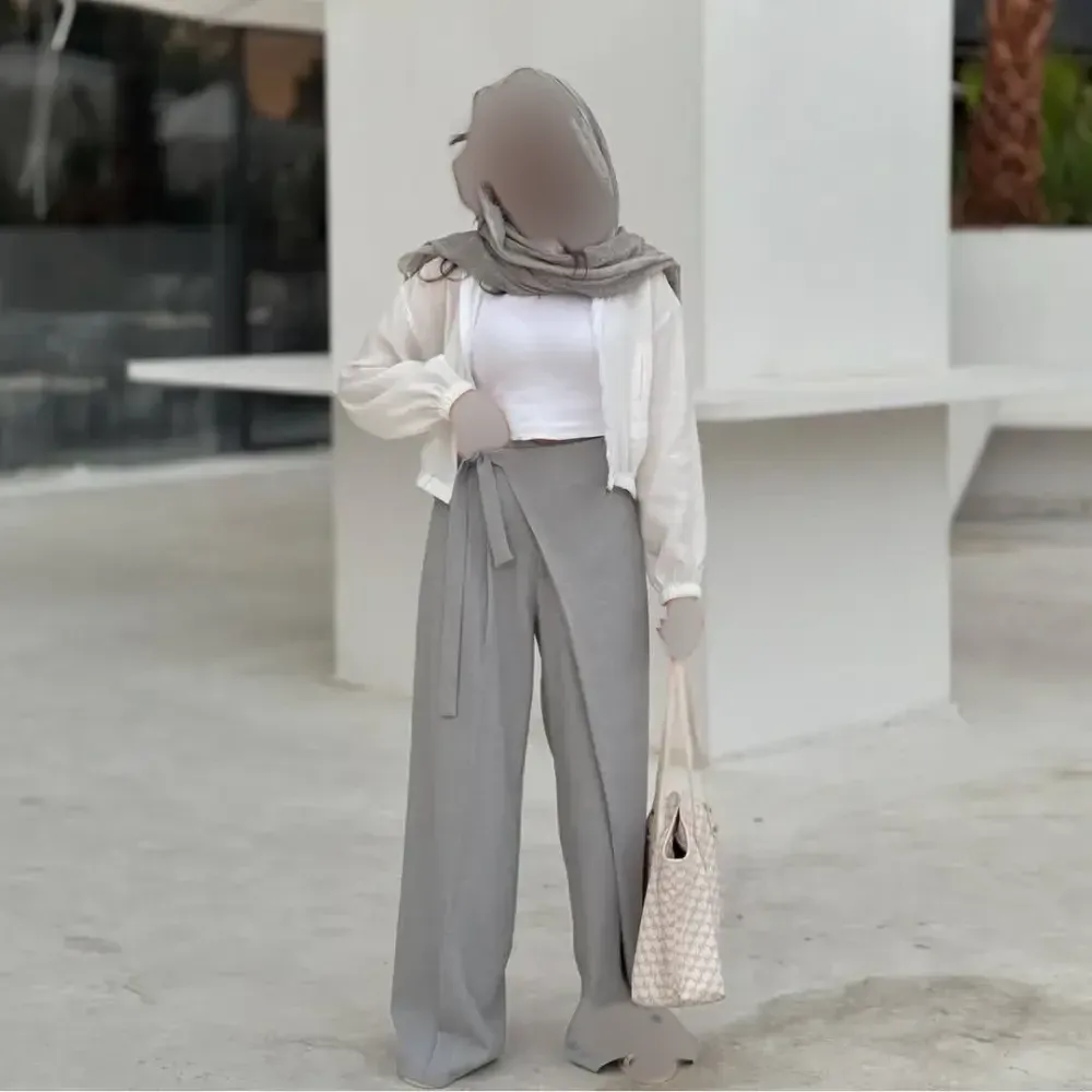 شلوار بگ زنانه مازراتی گرم بالا سایز 38 تا 46 رنگ مشکی و طوسی