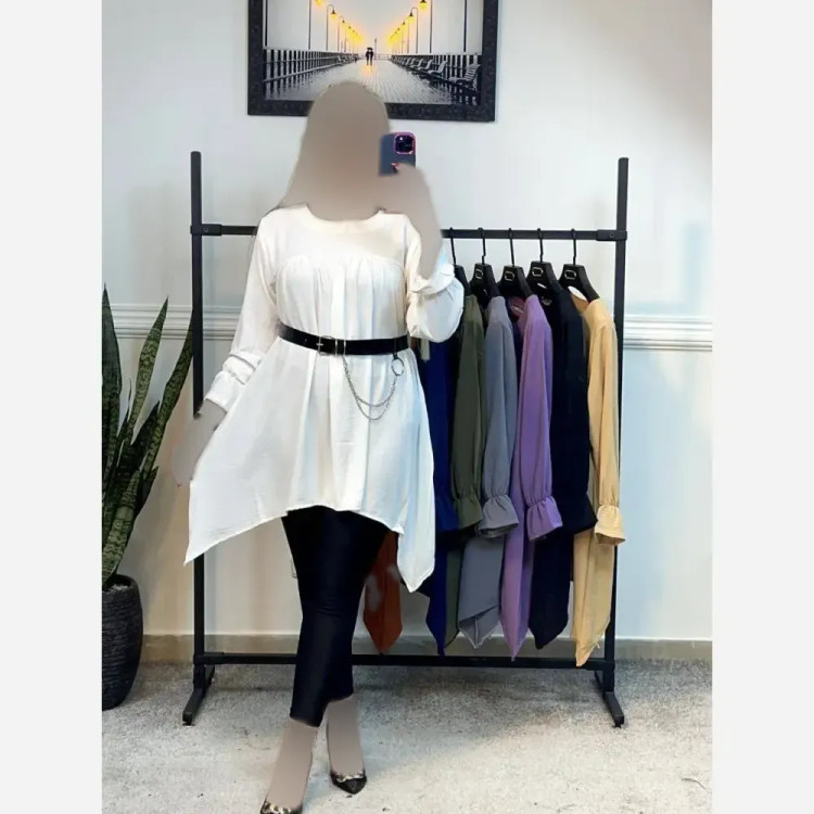 تونیک زنانه مدل آرام جنس ابروبادی فری سایز رنگ مشکی و سفید