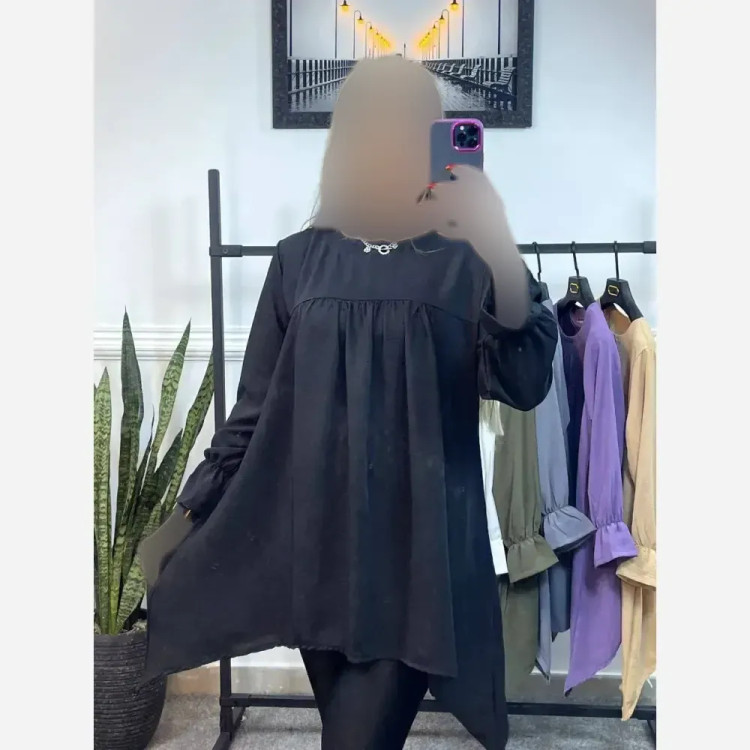 تونیک زنانه مدل آرام جنس ابروبادی فری سایز رنگ مشکی و سفید