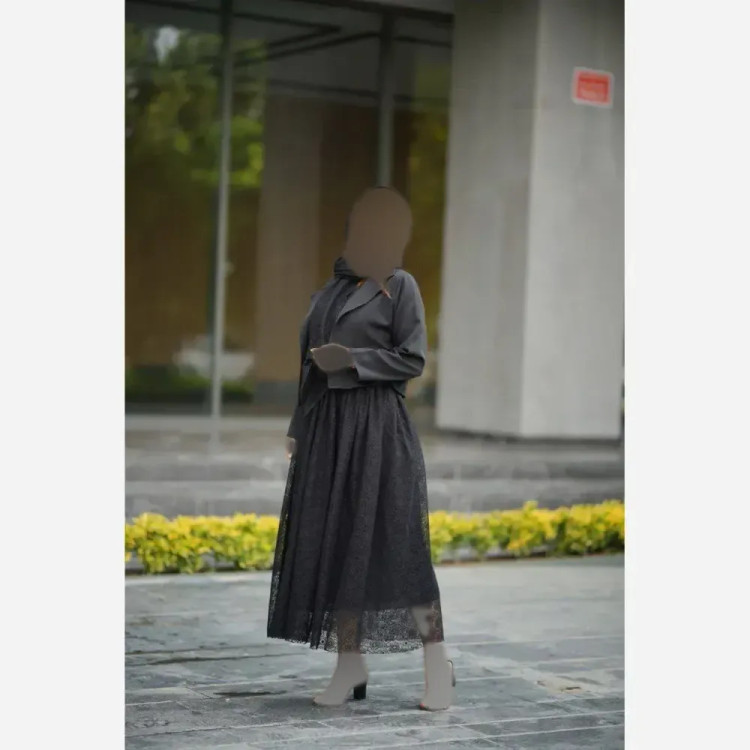 سه تیکه مجلسی مشکی کت مازراتی و دامن دانتل فری سایز