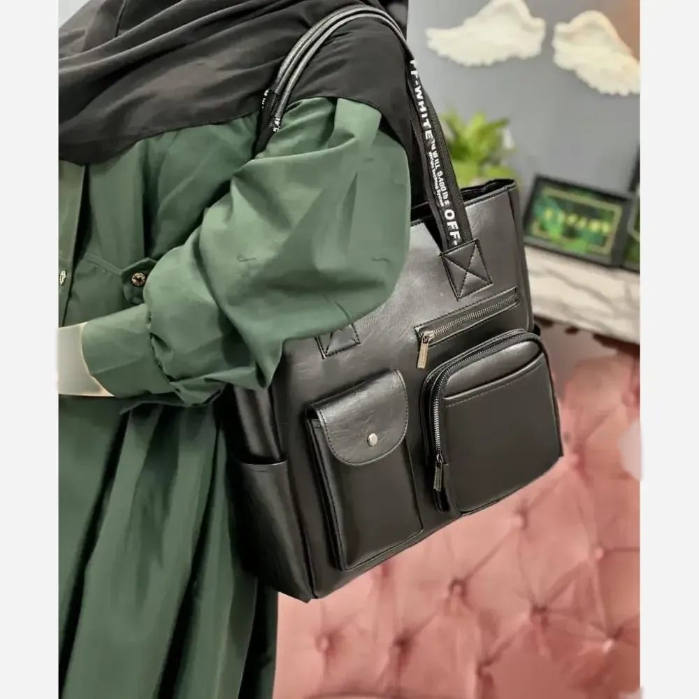 کیف زنانه مهرانگیز چرم مشکی سایز 35 در 35