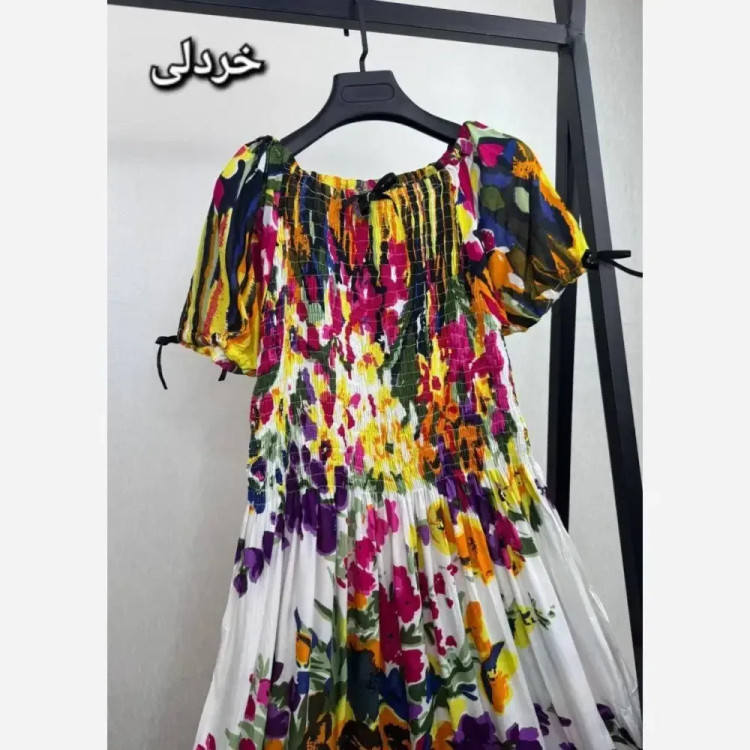 ساحلی آستین بلند بهارین نخی وارداتی درجه یک رنگ خردلی فری سایز