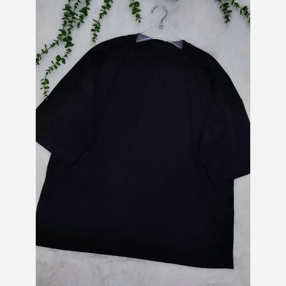 تیشرت باکسی ساده نخ پنبه مشکی اسپرت فری سایز تا 50
