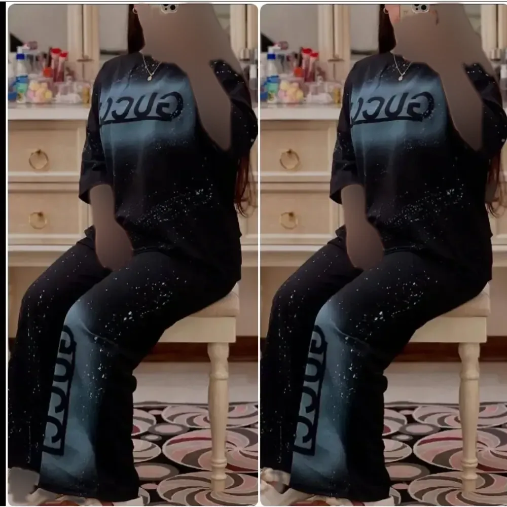 ست تیشرت و شلوار نخ پنبه درجه یک زنانه رنگ مشکی سایز فری 38 تا 48