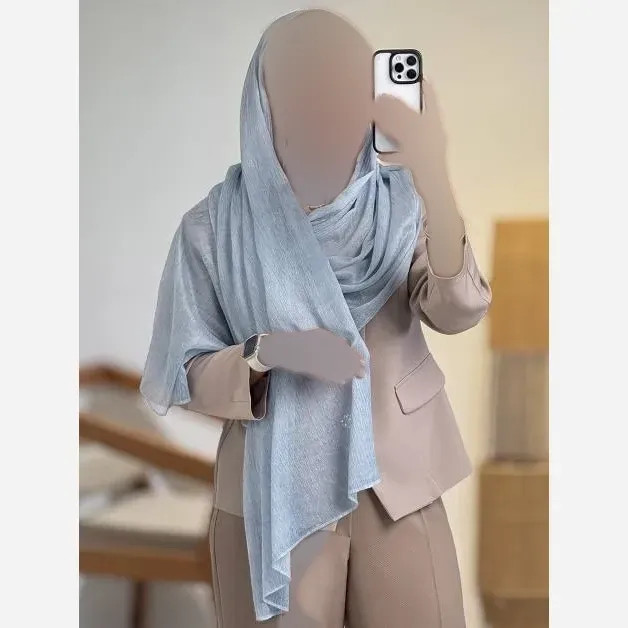 شال کرپ کریستال شنی مشکی سفید کرم ابعاد 180 در 74 سایز فری