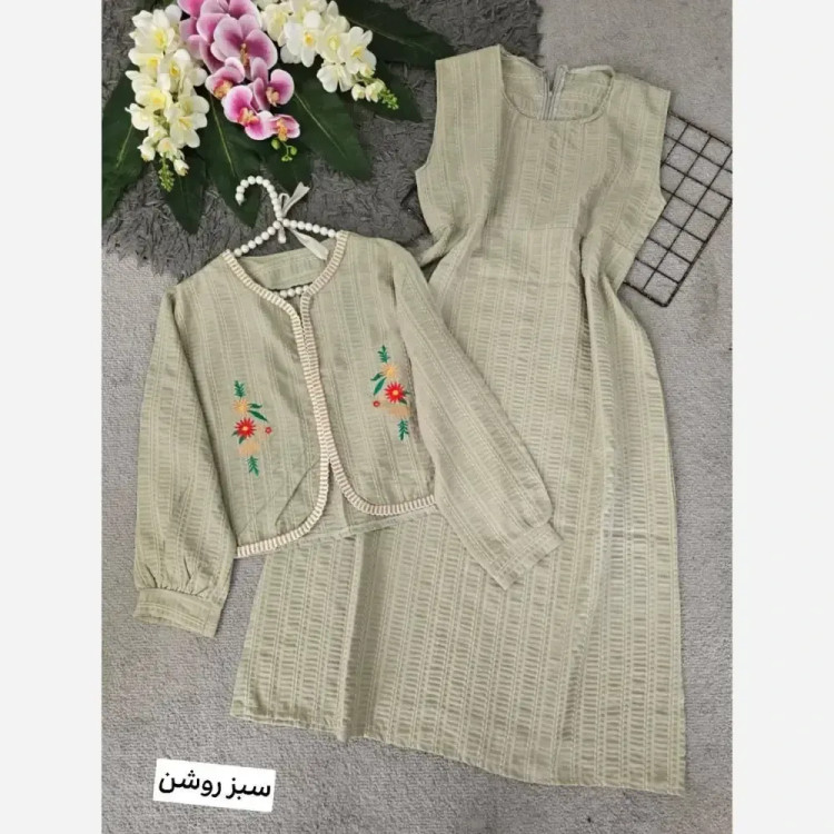 ست کت و سارافون گلدوزی مدل کوکی جنس کوکی باکیفیت فری سایز 36 تا 46