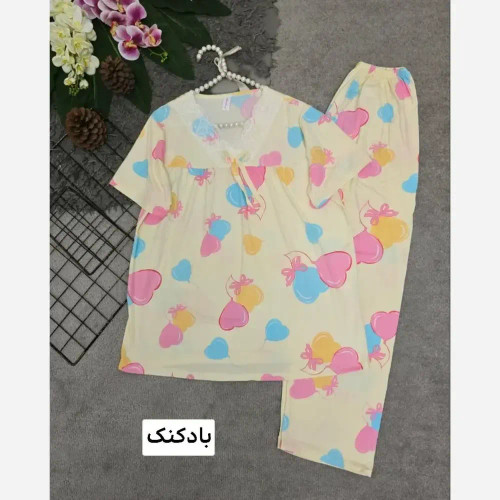 ست تیشرت و شلوار وارداتی گیاهی فری سایز رنگ میخک