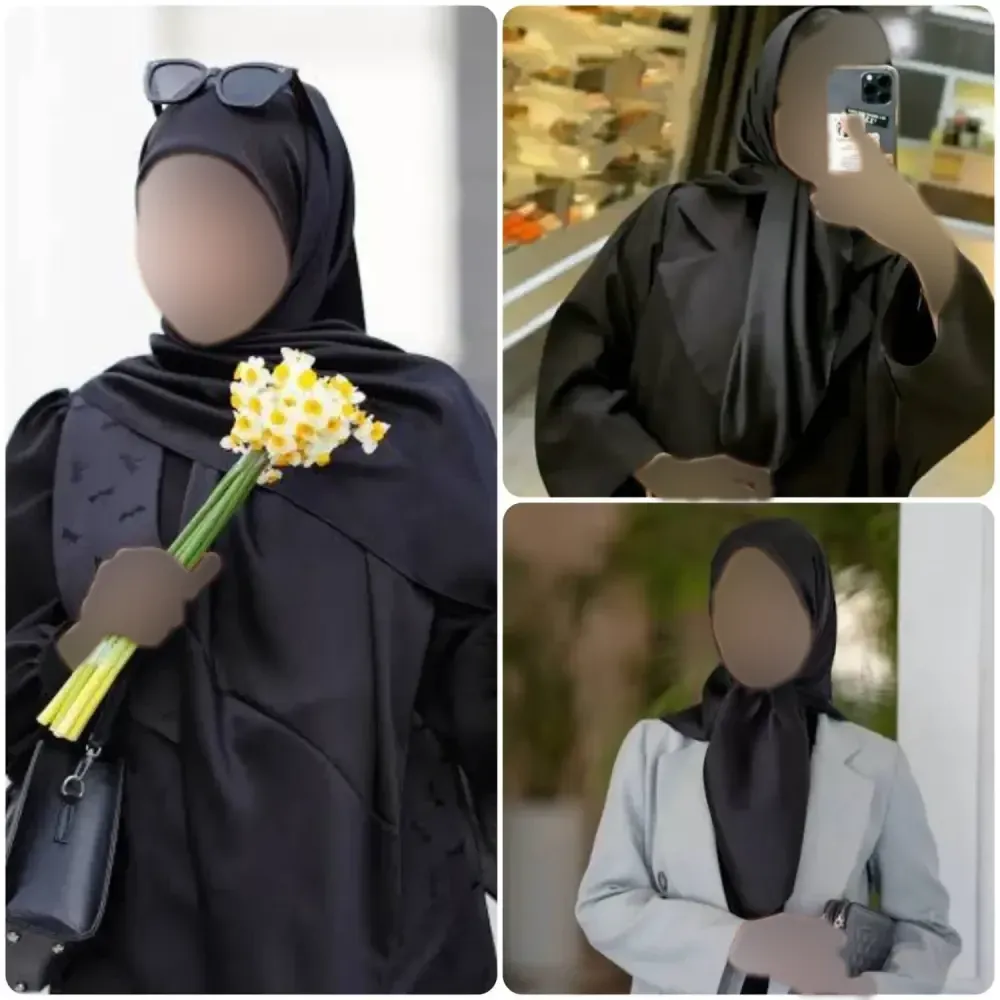 روسری ساتن ترک مشکی ابعاد 100 در 100 ضخیم و گرم بالا
