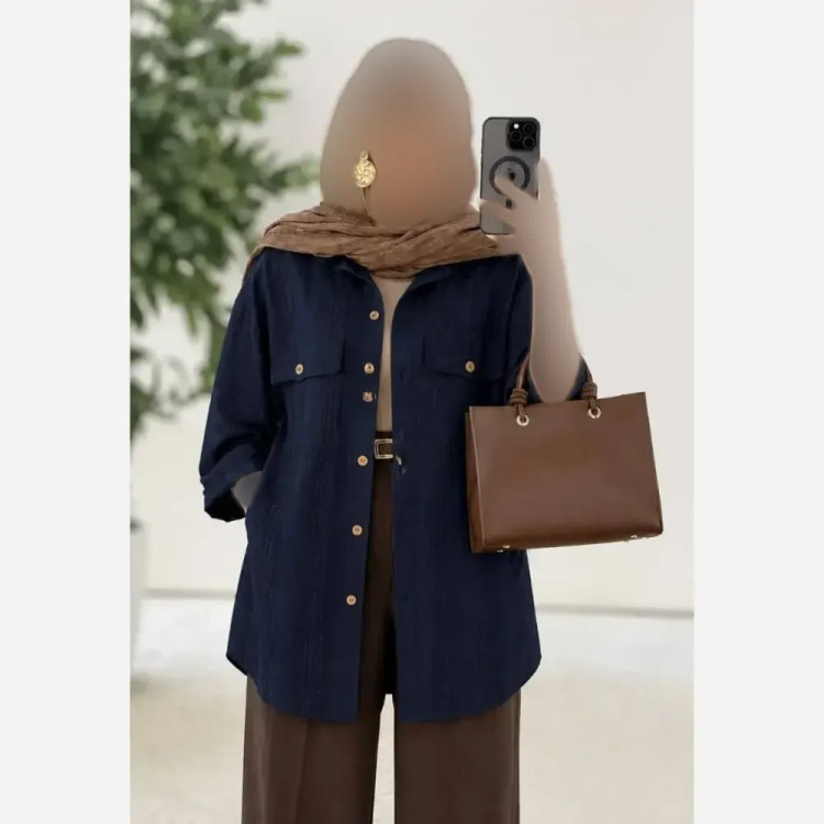 مانتو کوکدوزی شانتون جیب صلیبی فری سایز