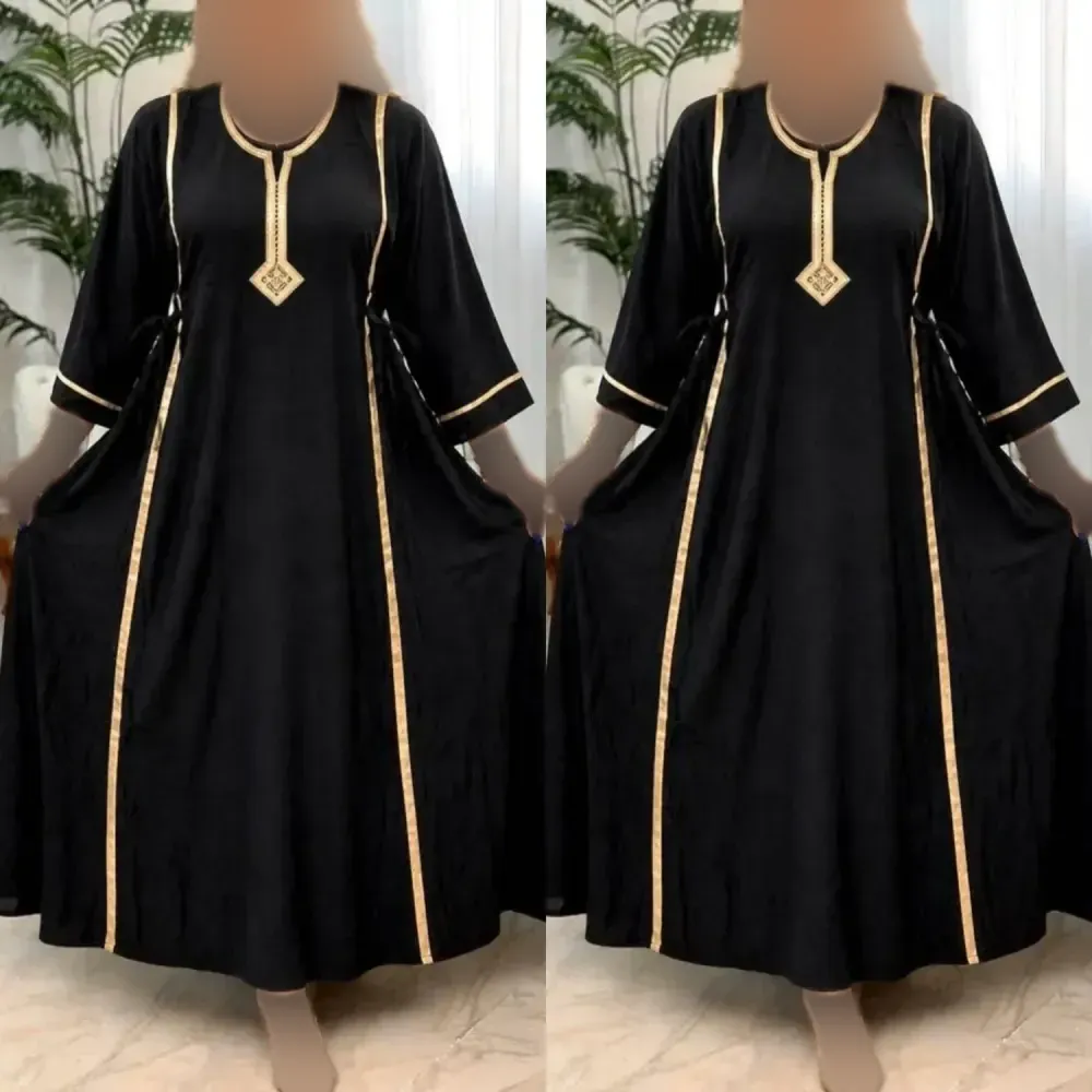 پیراهن زنانه مدل پوپک تمام نخ خنک رنگ مشکی و نسکافه ای سایز فری مناسب 36 تا 46